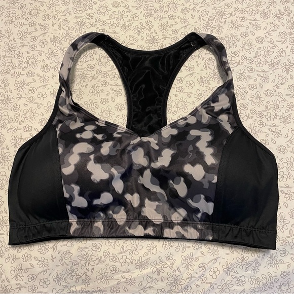 Brooks Moving Comfort Sport Bra Large Gray Camo - Picture 1 of 3